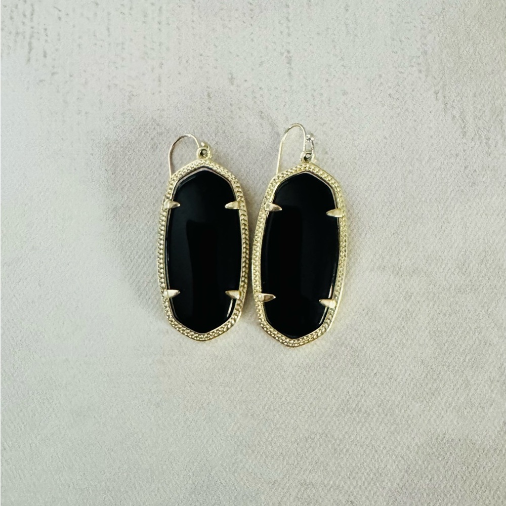 Kendra Scott Black and Gold Dangle Earrings